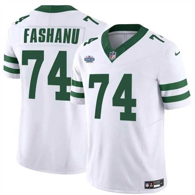 Men & Women & Youth New York Jets #74 Olu Fashanu White 2024 F.U.S.E. With Draft Patch Vapor Limited Stitched Jersey